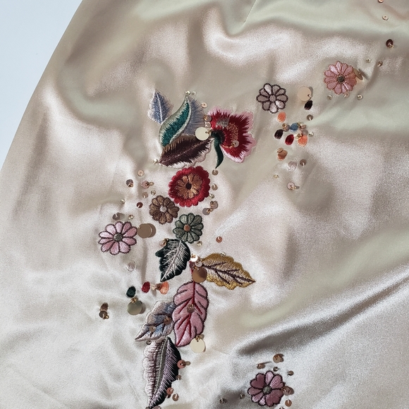 Vtg Y2K Retro Hollywood Glam Satin Sheath Dress Embroidered Bead Sequin Floral 4 - Picture 11 of 17